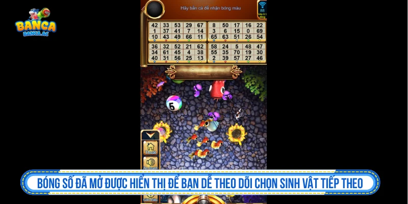Bảng số đã mở trong Bắn Cá Bingo